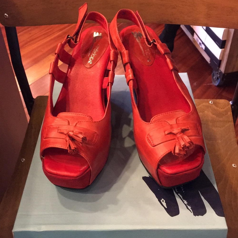 Red suede and leathers sandal